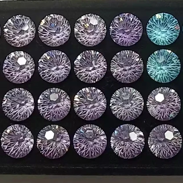 Direct Factory Sale 10mm Heat-Treated 5A Certified Ice Cut White Blue Zircon Jewelry Making Jewellery Lab Created Flower