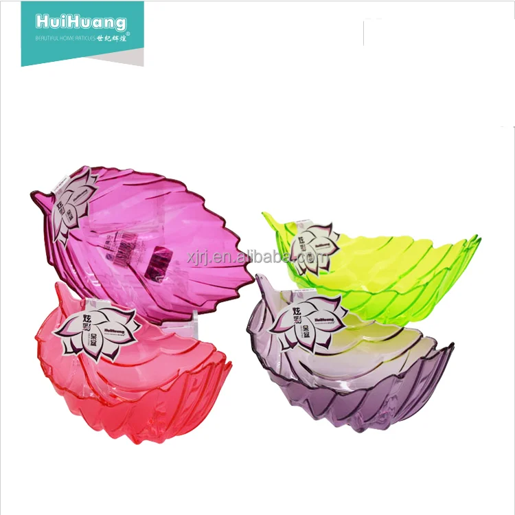 factory direct sale decorative leaf shape plastic AS clear salad bowl restaurant plates and bowl plastic plates and bowls