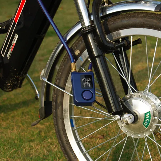 stainless steel mountain bike scooter combination lock siren alarm 4-digit keyless cable battery operated locks