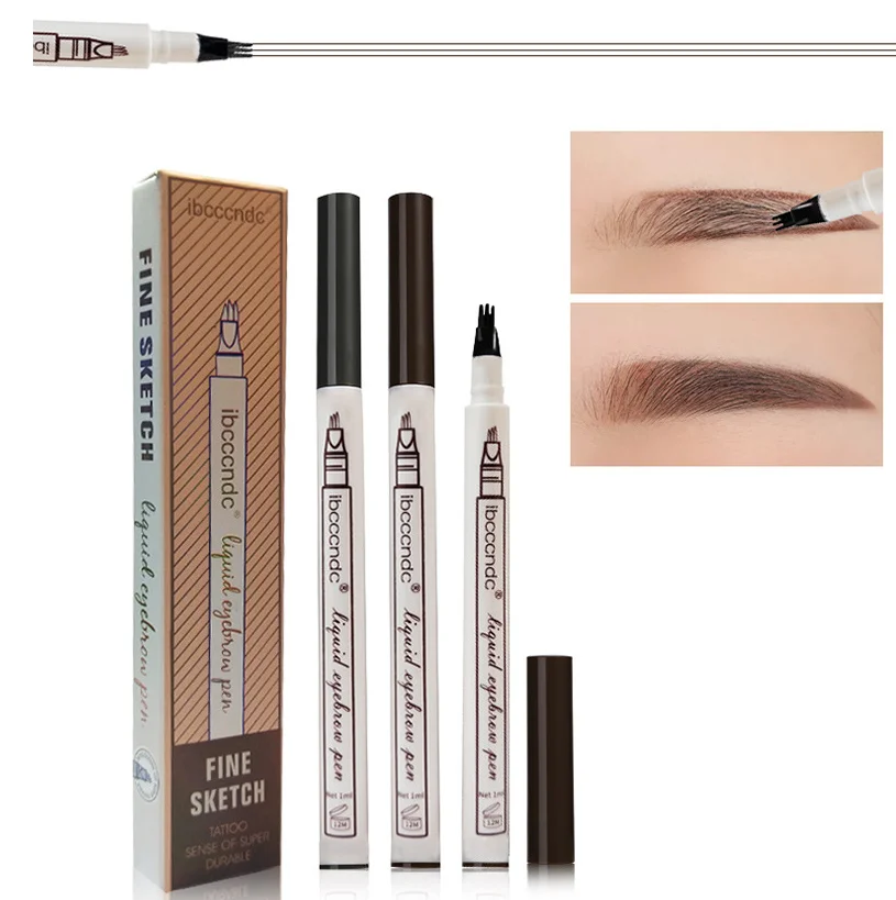 three or four head extremely fine carved dye eyebrow pencil waterproof liquid water eyebrow pencil