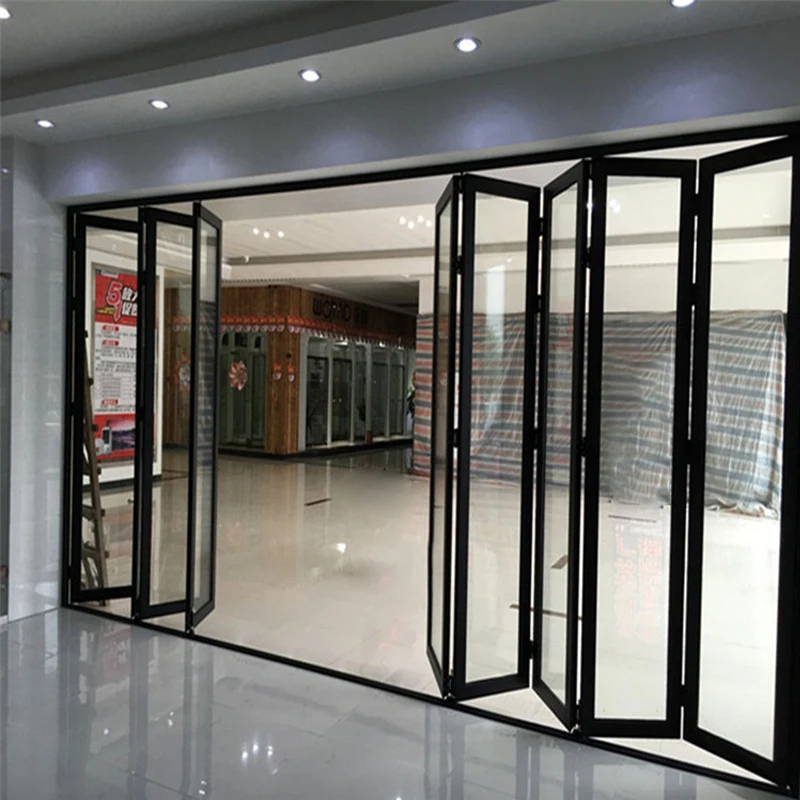  4 панели bi fold glassaluminum alloyed патио сложенный аккордеон дом двери гаража