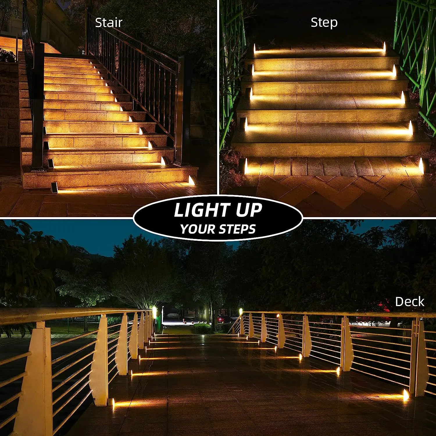 OEM ODM Solar Powered LED Step Light with Motion Sensor Exterior Stair Lamp Auto on Off Deck Sidewark Solar Step Lights Outdoor
