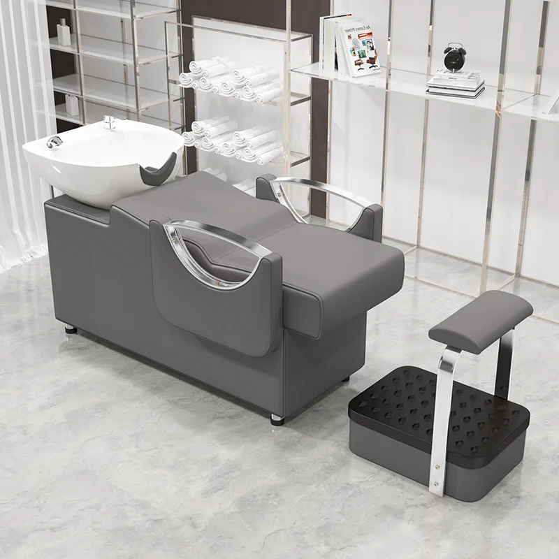 Hot Sale Portable Barbershop Hairdressing Hair Washing Gold Bed Modern Salon Sink Shampoo Chair for Barbers