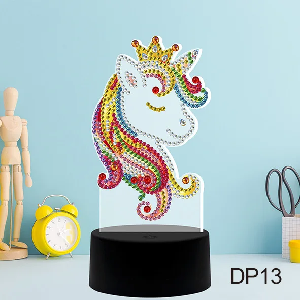 Creative DIY kit Diamond Painting Table Lamp  Children DIY fun Gift Cute owl bear heart diamond drill kit LED lamp