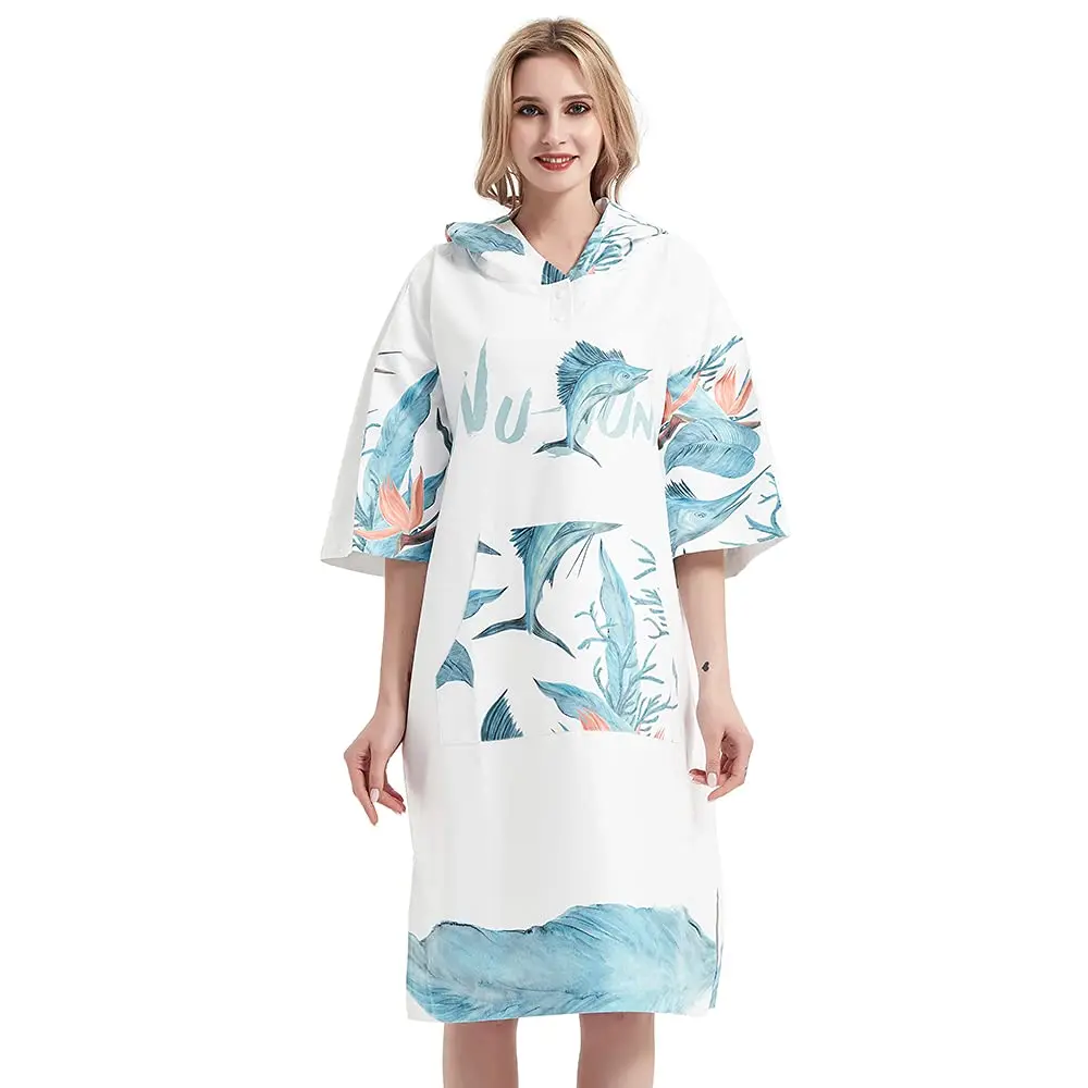 Surf Poncho Changing Robe with Hood Thick Quick Dry Microfiber Wetsuit Changing Towel for Surfing Beach Swim Outdoor Sports