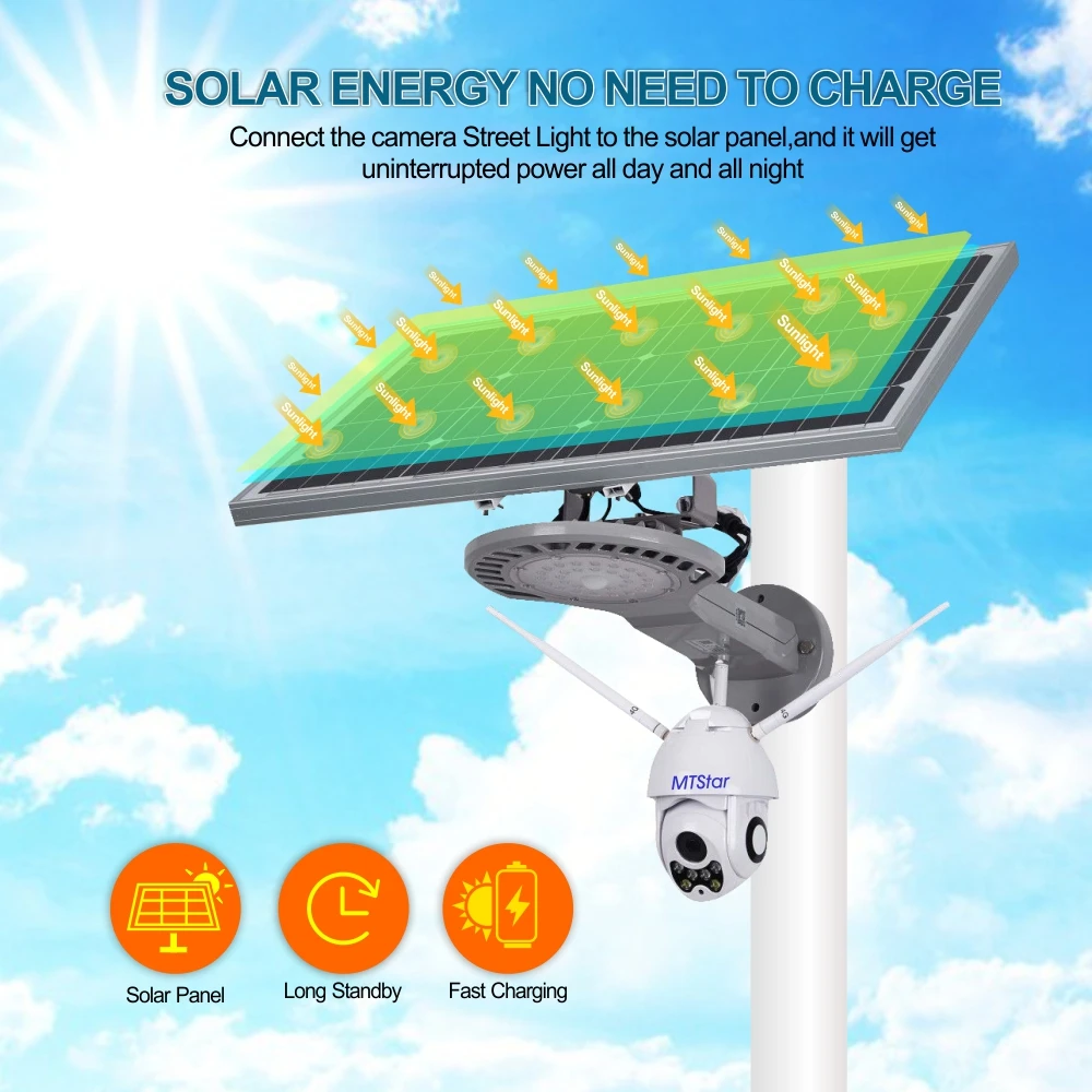 3mp outdoor solar street light solar camera no need to charge solar charging lasts 3-4 days Camera Solar Street Light