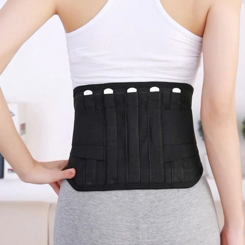 Pain relief adjustable Steel Waist Support Compression Breathable Waist Trimmer metal strip lumbar brace waist support belt