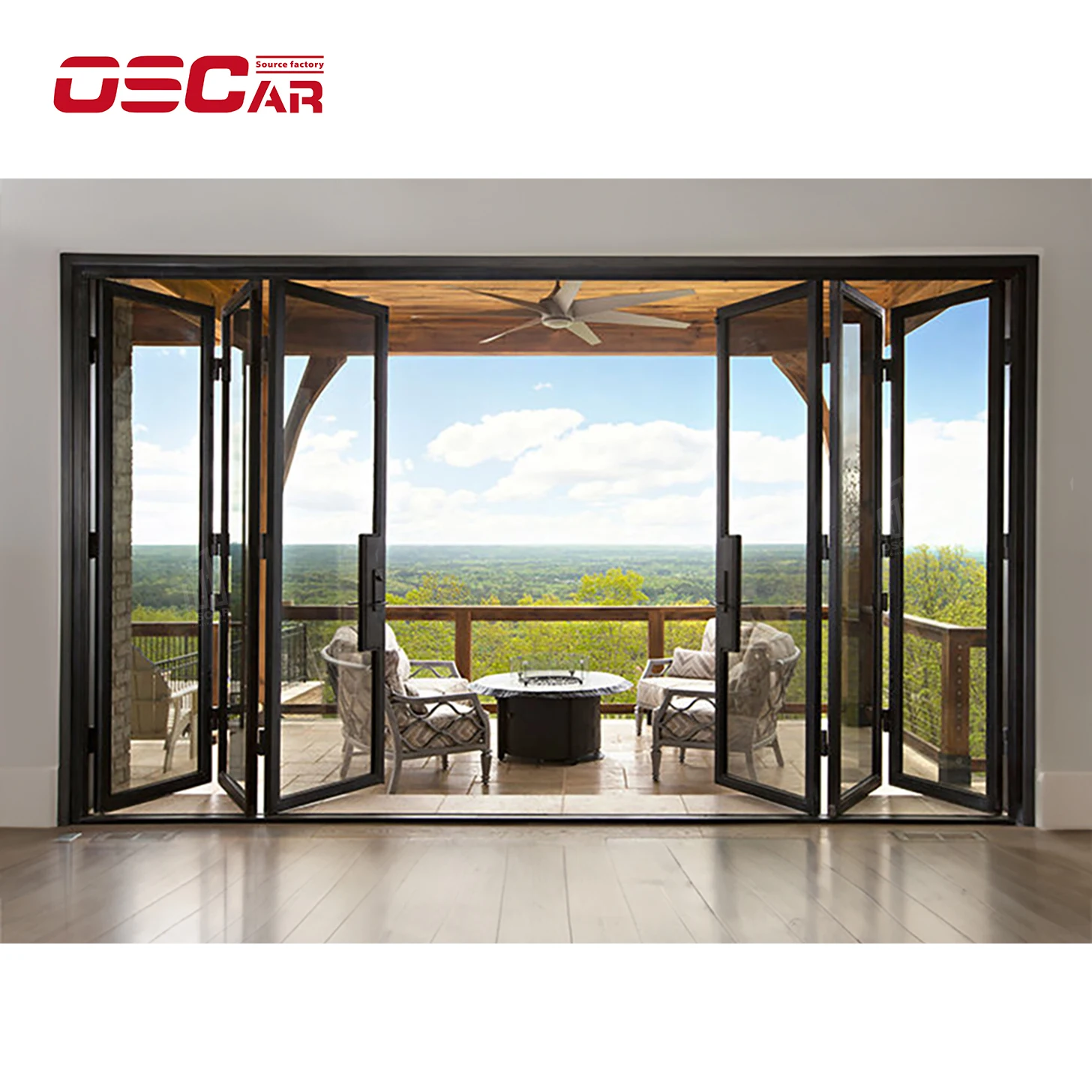 Oscaracso Original Factory Price Heat Insulation System Double Triple Glazed Aluminium Sliding folding Screen doors