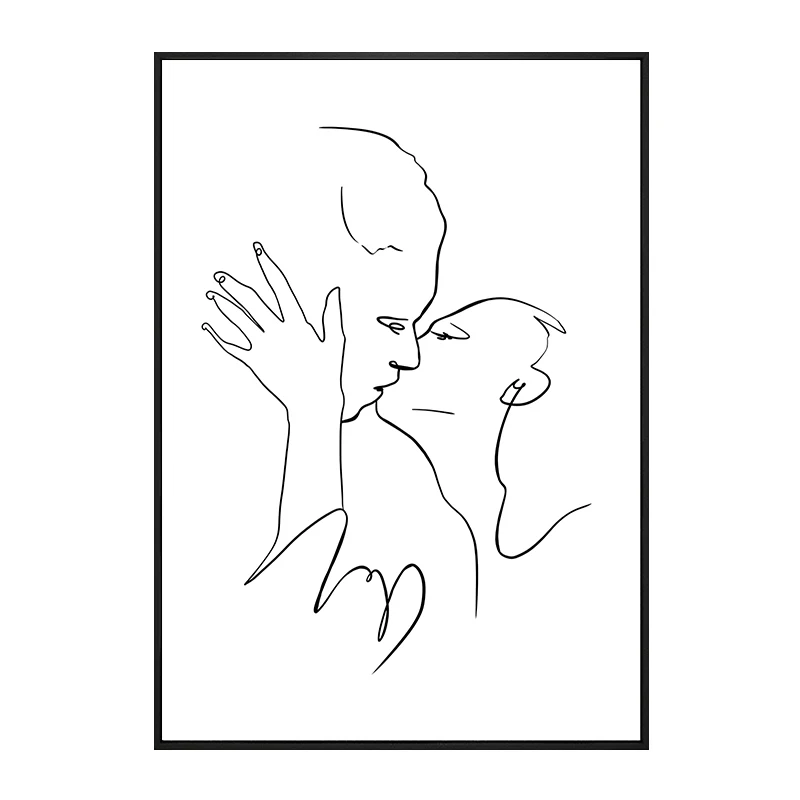 modern abstract line wall art sexy nude body acrylic painting girl black and white canvas print