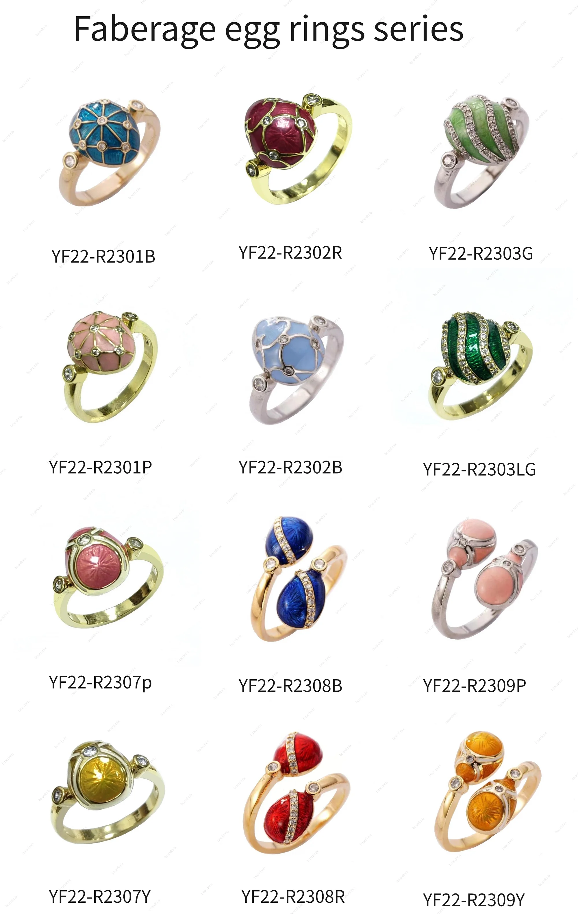 Hot sale  Enamel Faberge Egg Rings Fashion Jewelry  For  gift party