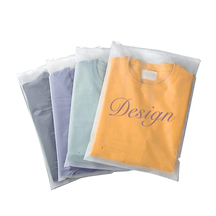 Custom print eco friendly sustainable waterproof clear PE swimwear frosted clothing ziplock bag PVC plastic zipper packaging bag