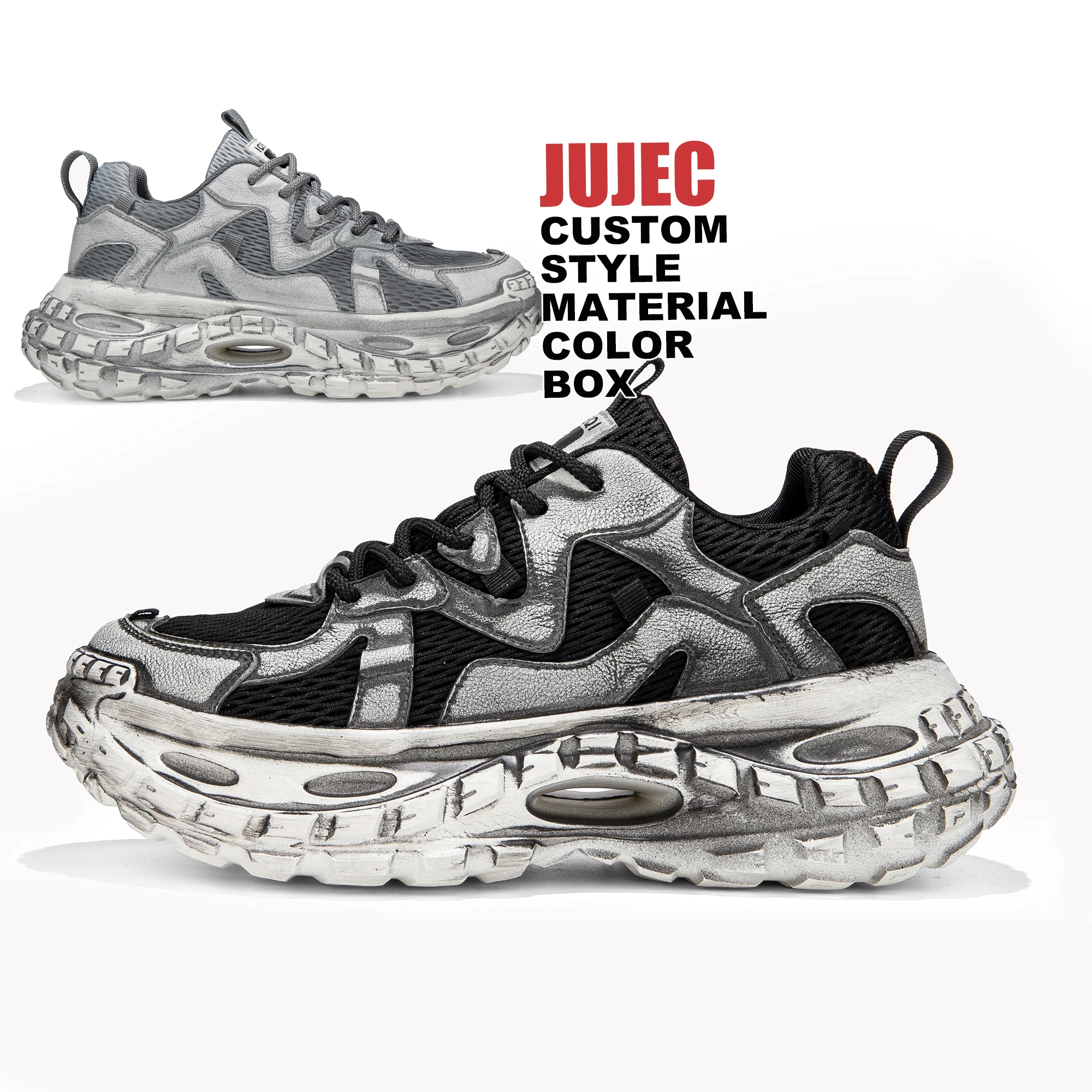 Custom Men Sneakers Casual Men Soft Sole Board Shoes Fashion retro Breathable Height Increased dad chunky Platform Running Shoes