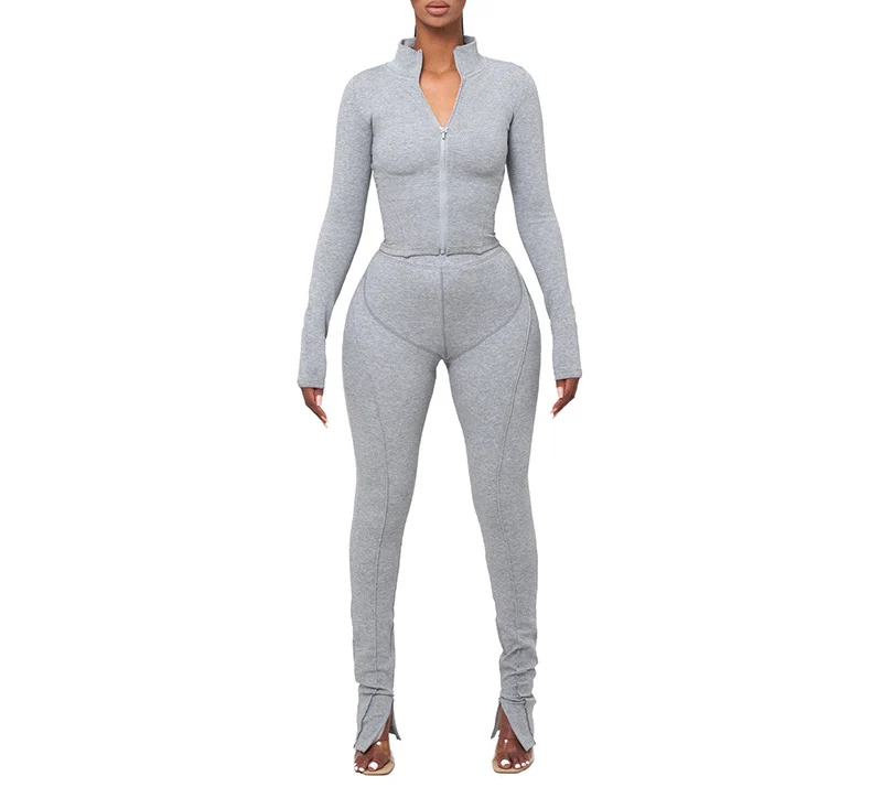 Fitness Yoga Set Crop Jacket Top Jogging Two Piece Set Women Clothing Fitness Zip Sets Plus Size Custom Tracksuits for Women