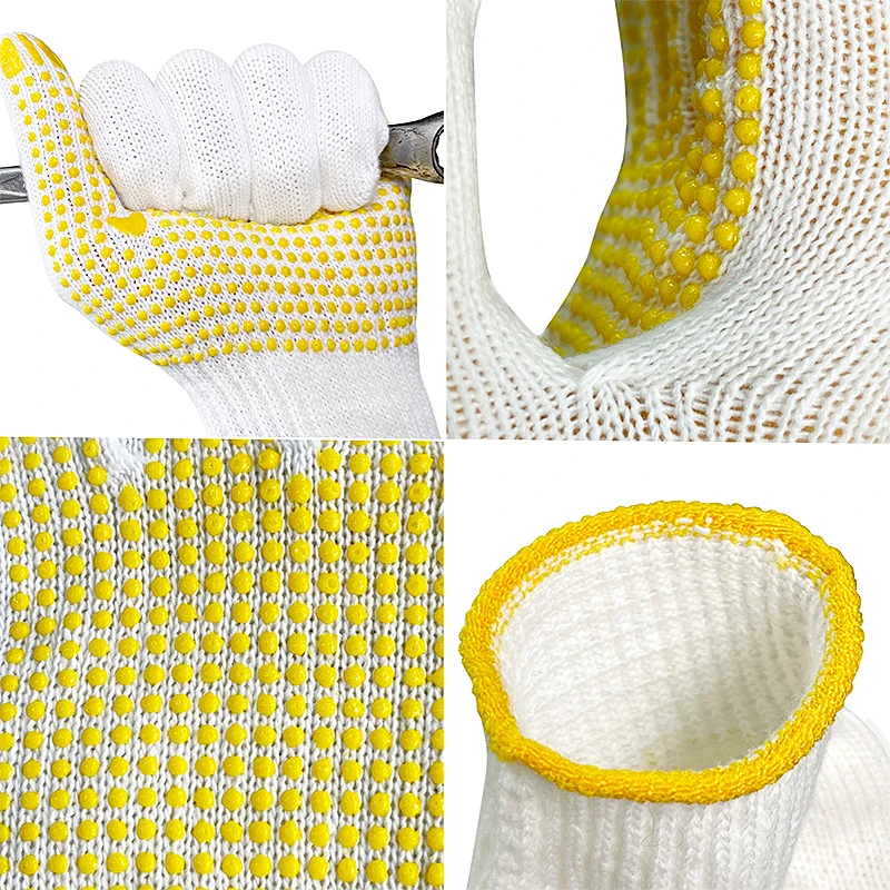 HPPE 50g 10 gauge Working Hand Cotton Glove for Protect Safety Dotted Driving Farming Gardening Anti slip Work Gloves