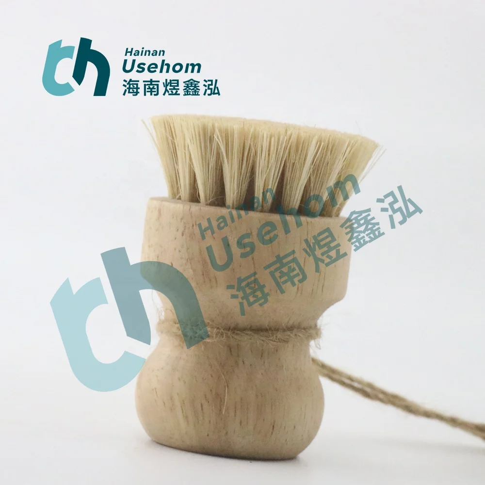 Zero Waste Eco-friendly Natural Wooden Cleaning Scrubber Brush Reusable Bamboo Wood Sisal Dish Cleaning Kitchen Brush