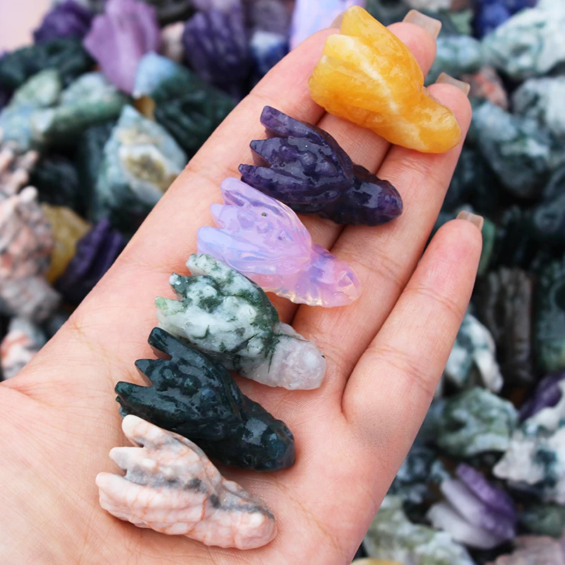 Wholesale  Various Natural Crystal Carving Gemstone Dragon Head Skulls For Decoration