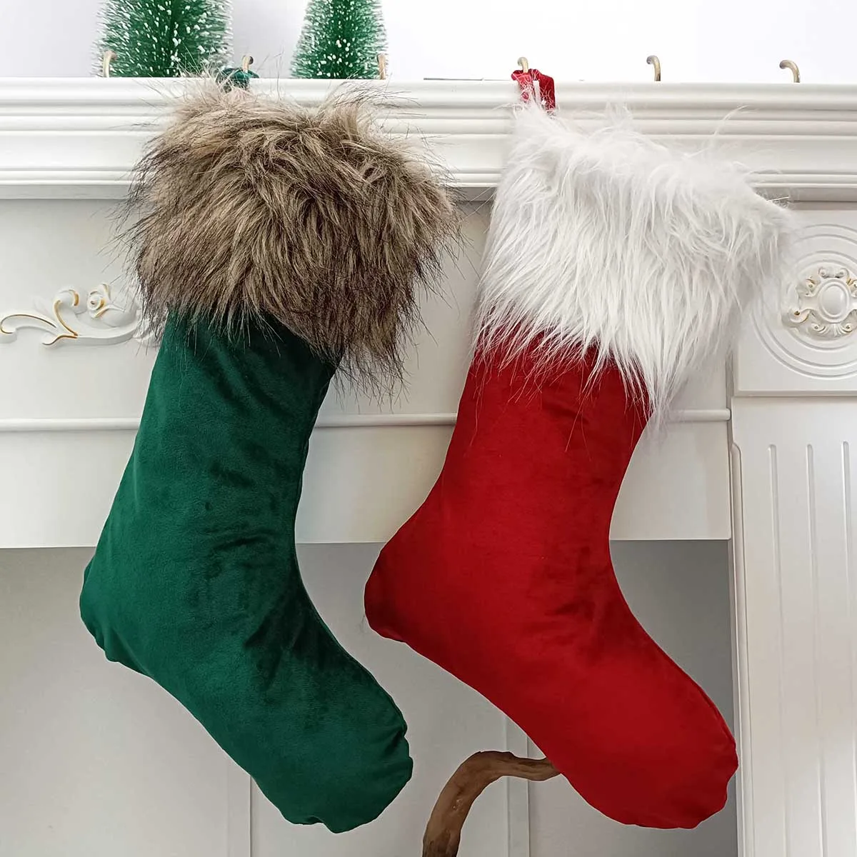 Personalized Faux Fur Trimmed Stocking, Christmas Stocking personalized, Christmas Stocking w name, Christmas home decor