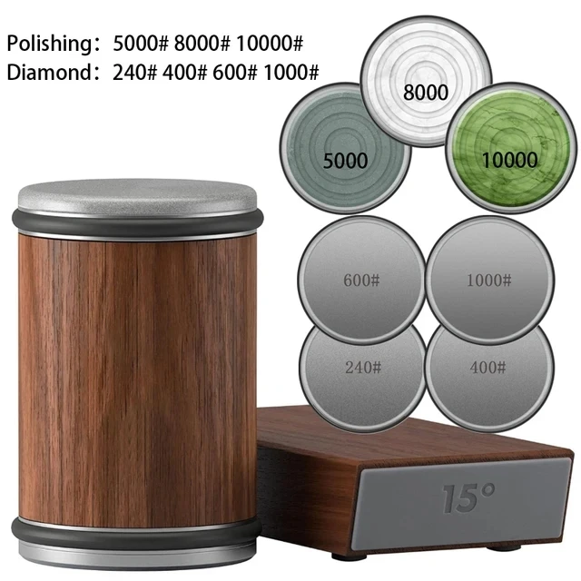 Magnetic Rolling Knife Sharpener Diamond Sharpening Stone Kit Wood Kitchen Grinding System 15 20 Degrees Angle Roller Accessory