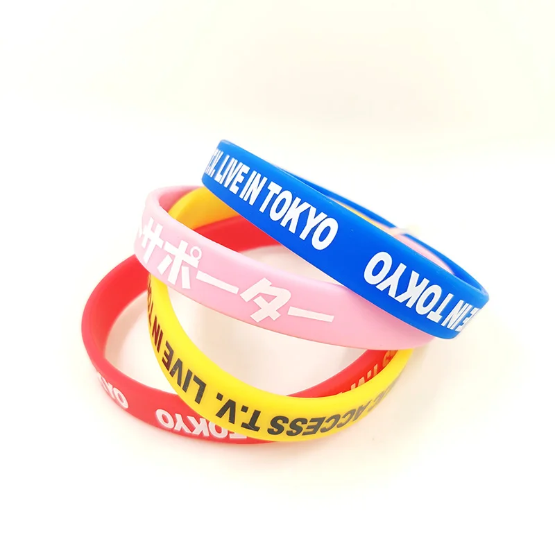 
Printed Engraved Custom Bracelet Plastic Silicone Rubber Silicone Wristband Debossed 