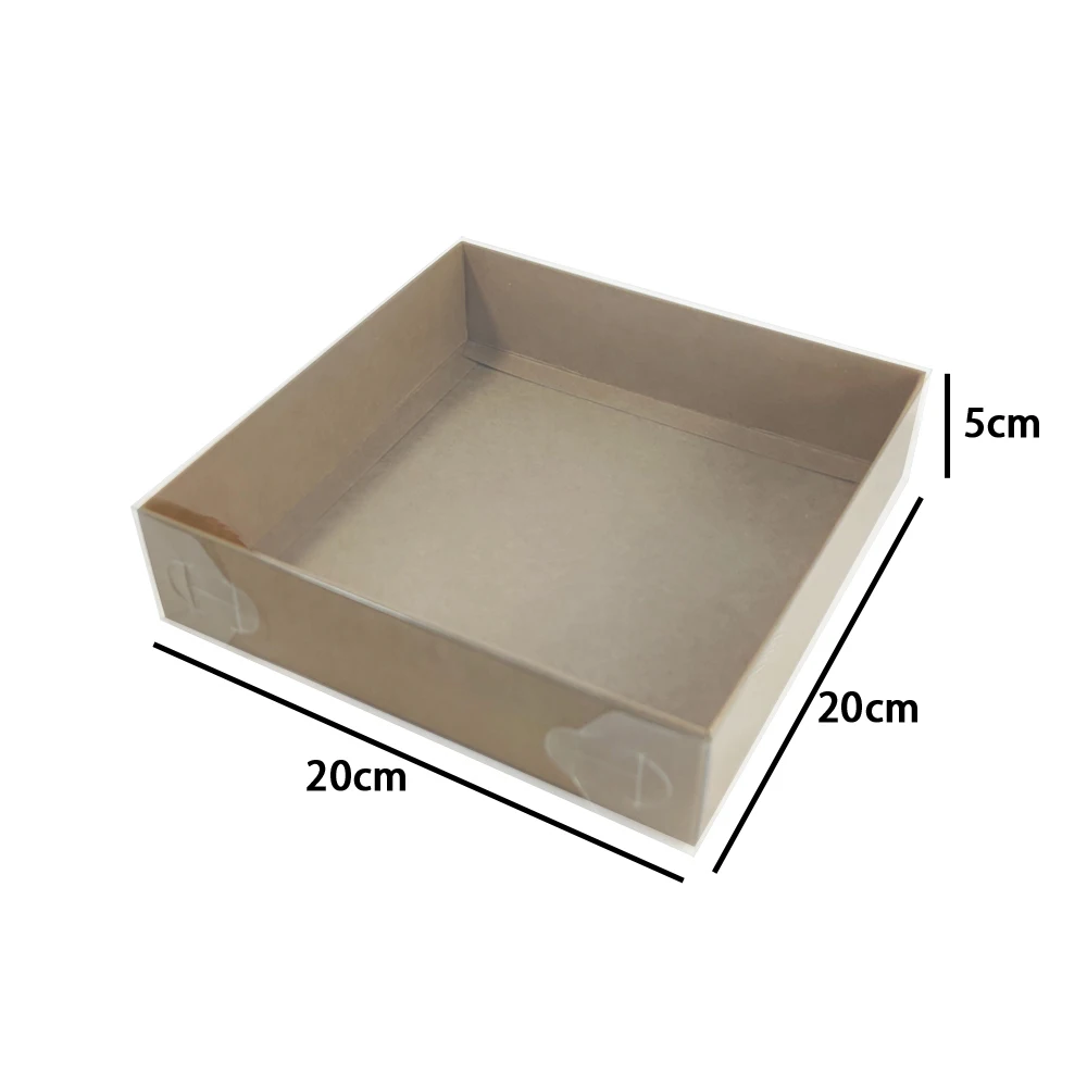 ZL Wholesale Eco Custom Packaging Bakery Food Donut Pizza Cookie Kraft Paper Gift Box With Transparent PET Foldable Lid