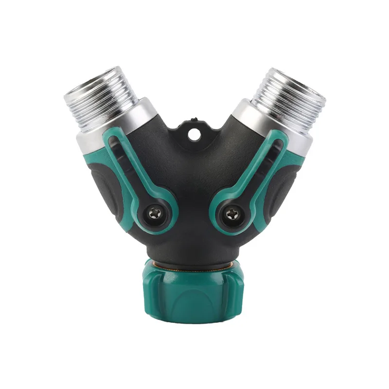 Small and practical outdoor metal 2-way garden water pipe Y-shaped splitter