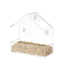 Hot Selling Acrylic Bird Cage Outdoor Adsorption Bird Feeder Transparent Plexiglass Pet Bird Feeder