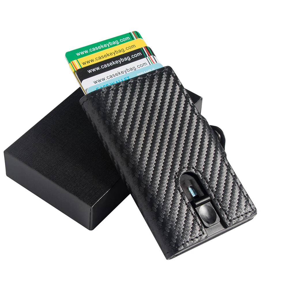 2021 New Tactical Wallet Slim  Sliding RFID Credit Card Holder Carbon Fiber Flick Wallet
