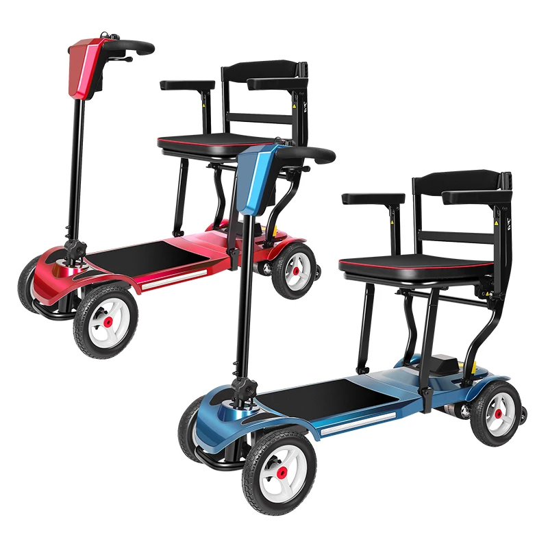 8 Inch Feather Weight Mobility Scooters Compact Suitcase Folding 4 Wheel Lightweight Mobility Scooter