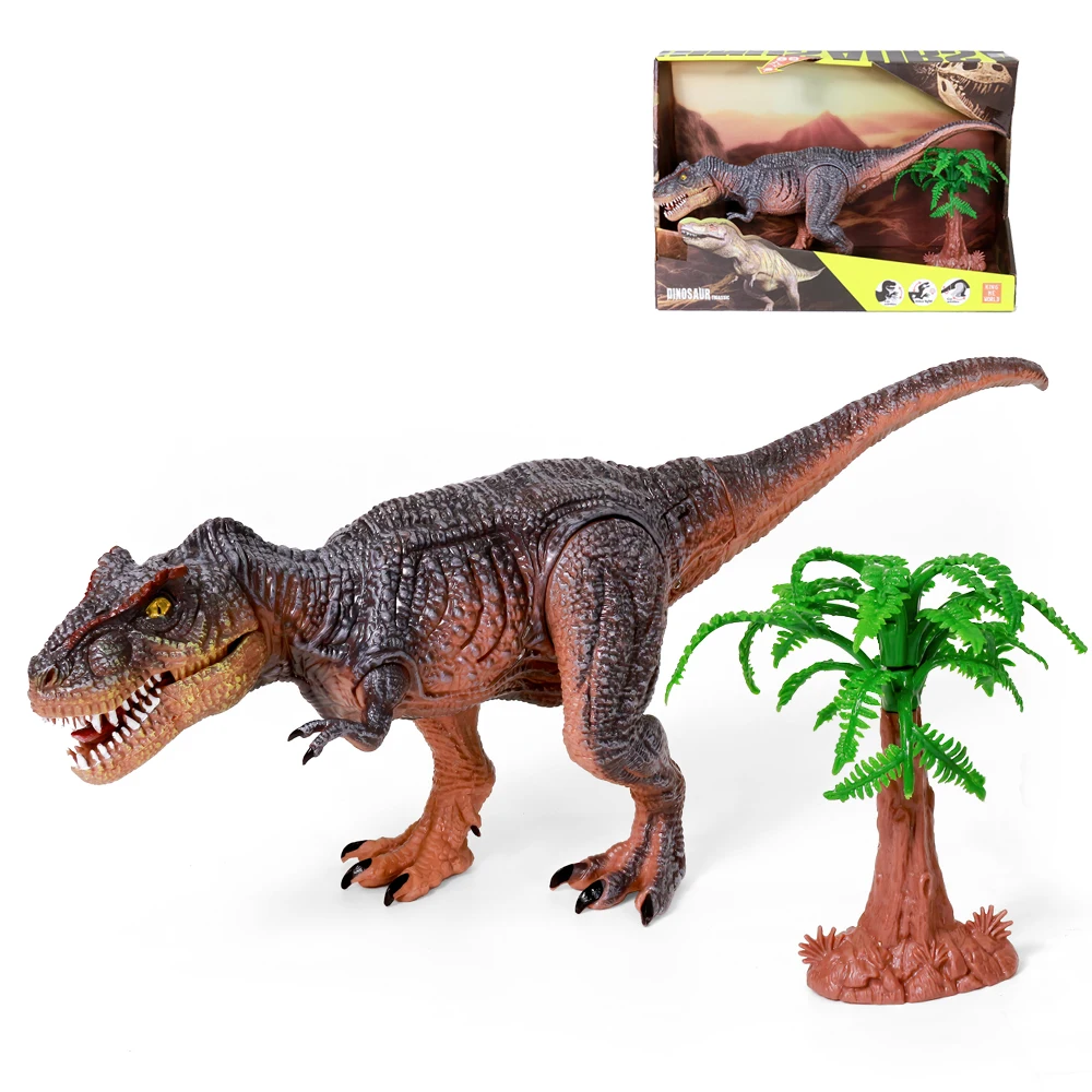 Plastic movable jonit electric T-rex dinosaur model toy with sound and light