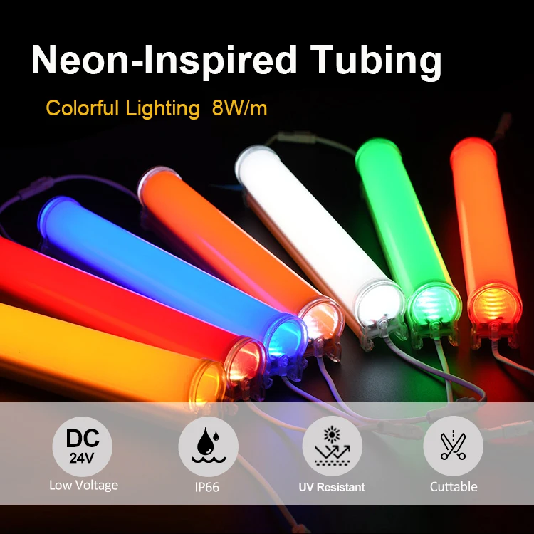 OEM&ODM 290mm/600mm/1186mm/2370mm Neon Inspired Tube Led Neon Strip Lamp Light Waterproof DC24V 8W