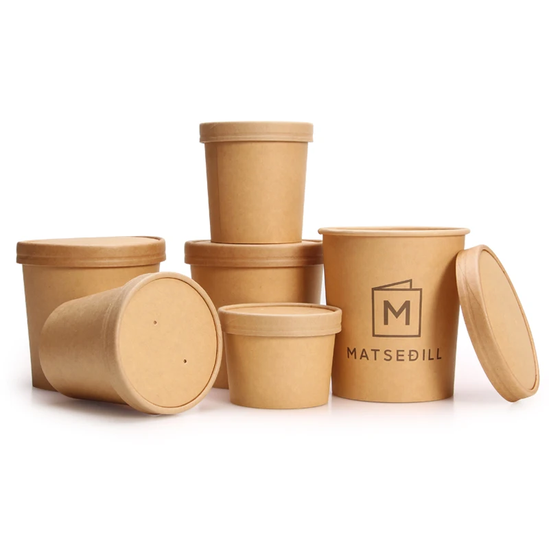 New arrival 2021, disposable paper cups for soup of Kraft bu