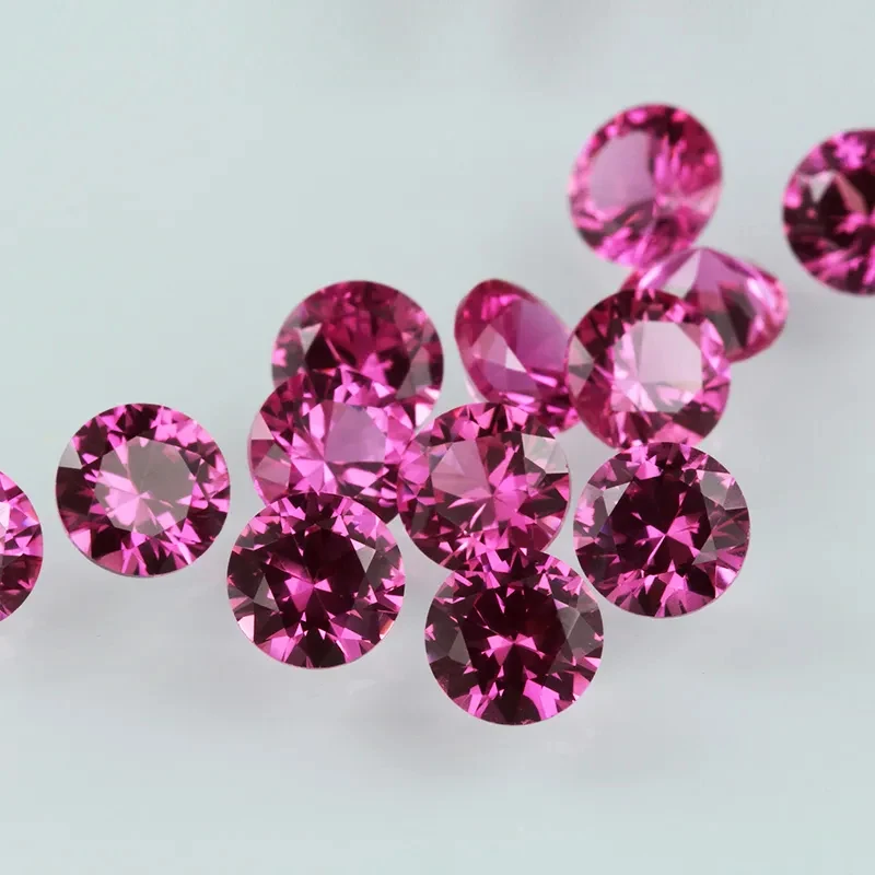 China Machine Cut Loose Gemstone AAAAA Quality Polished Ruby Stone #3Rose Red Round Excellent Cut Ruby Stone