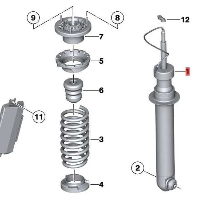 Rear shock absorber strut core with EDC for BMW M5 F10 M6 F06 gran coupe 2013 2018 part number 33527850117 33522284847