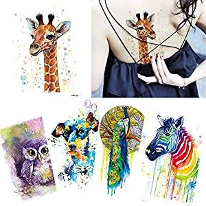 Girl Neck Art Sticker Watercolor Fox Tattoo Sticker Water Transfer Temporary Tattoo Sticker