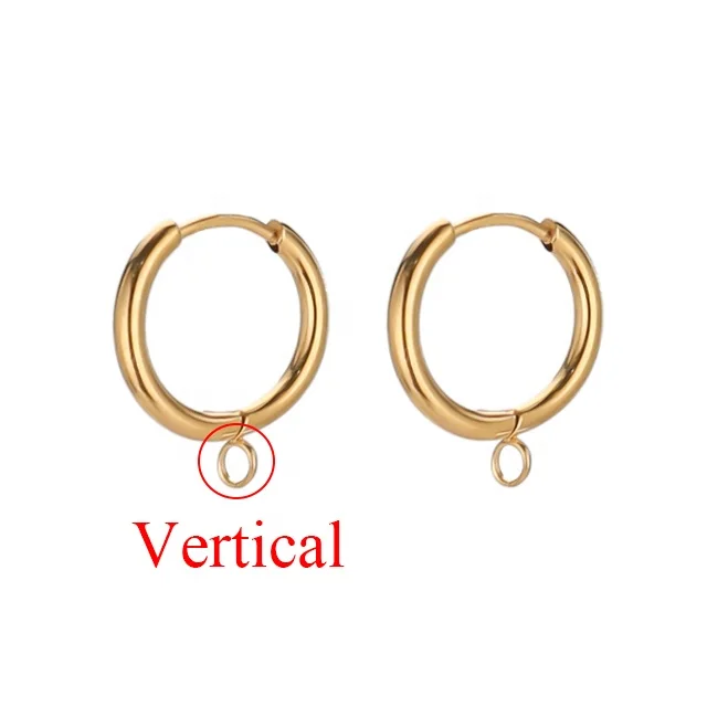 Stainless Steel Huggie Earrings Hooks with Loop Ear Post Jump Ring for DIY Jewelry Making Accessories