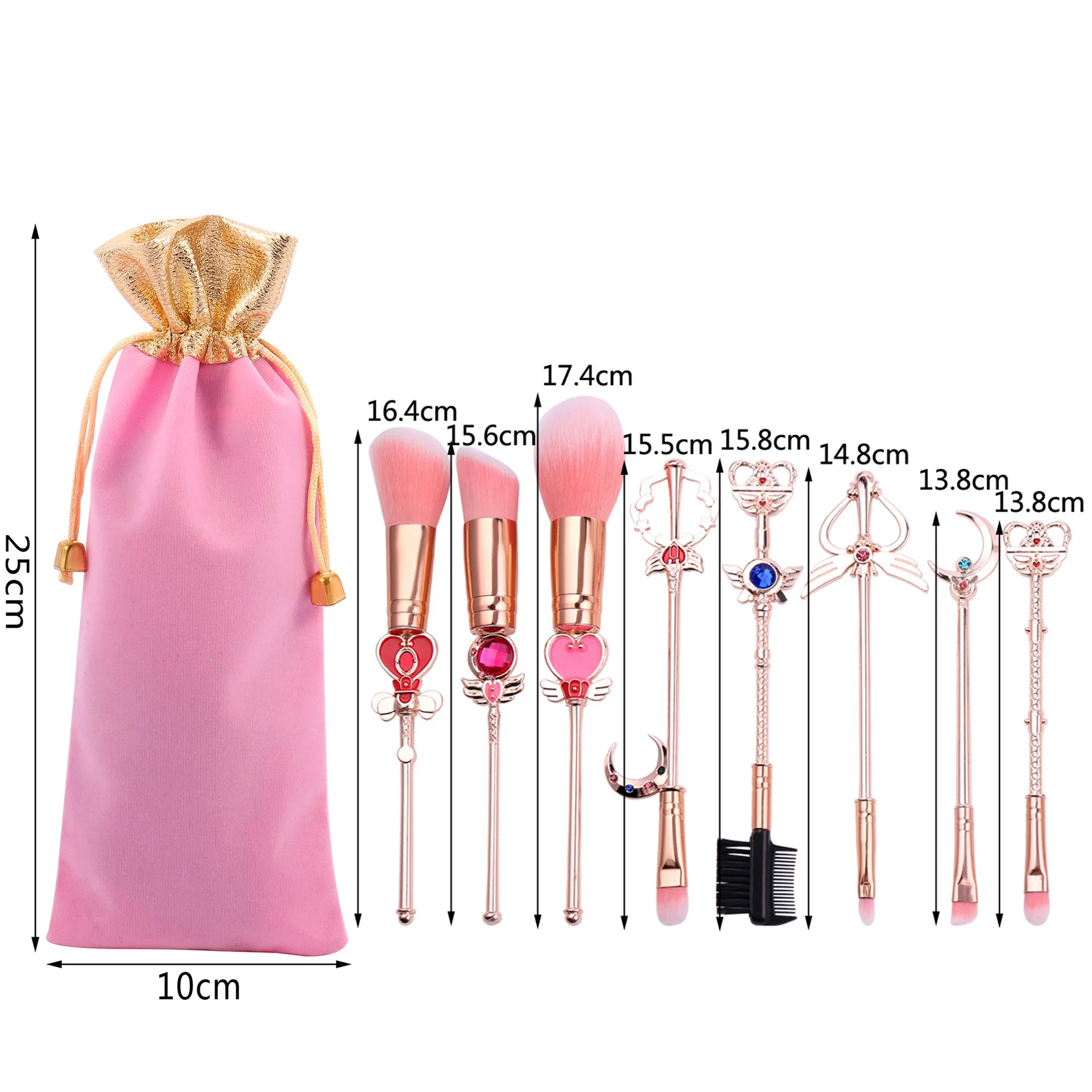 Cartoon Style Sailor Moon Personalize Patent 8pcs Makeup Brush Set Cosmetic Powder Foundation Eyeshadow Brush For Girls Gift