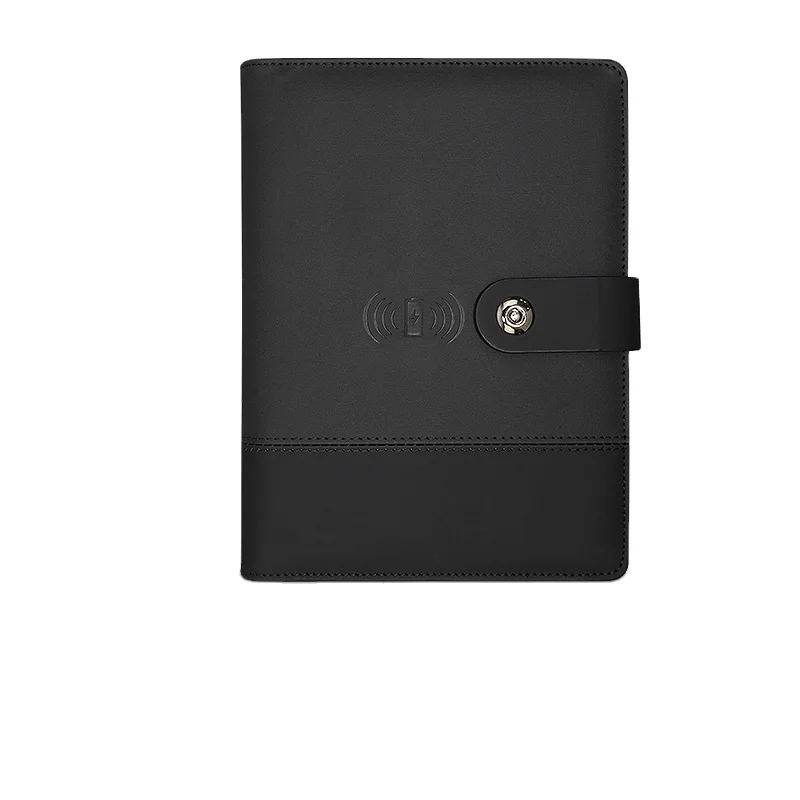 Multifunctional A5 charger power bank leather diary notebook Multi-function wireless charging notebook with charger usb