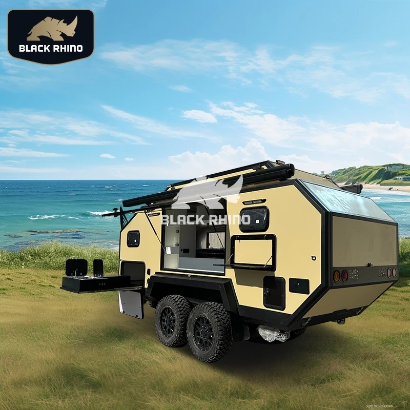 OTR Expanded Travel Trailers new rv campervan 4 season camping trailer caravana rv with stove for cooking