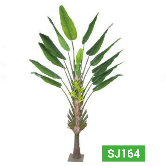 13 long Leaves Artificial Banana Tree Lifelike Tropical Plastic Green Stem Large Leaf Plant Faux Fresh Banana Tree Indoor Use