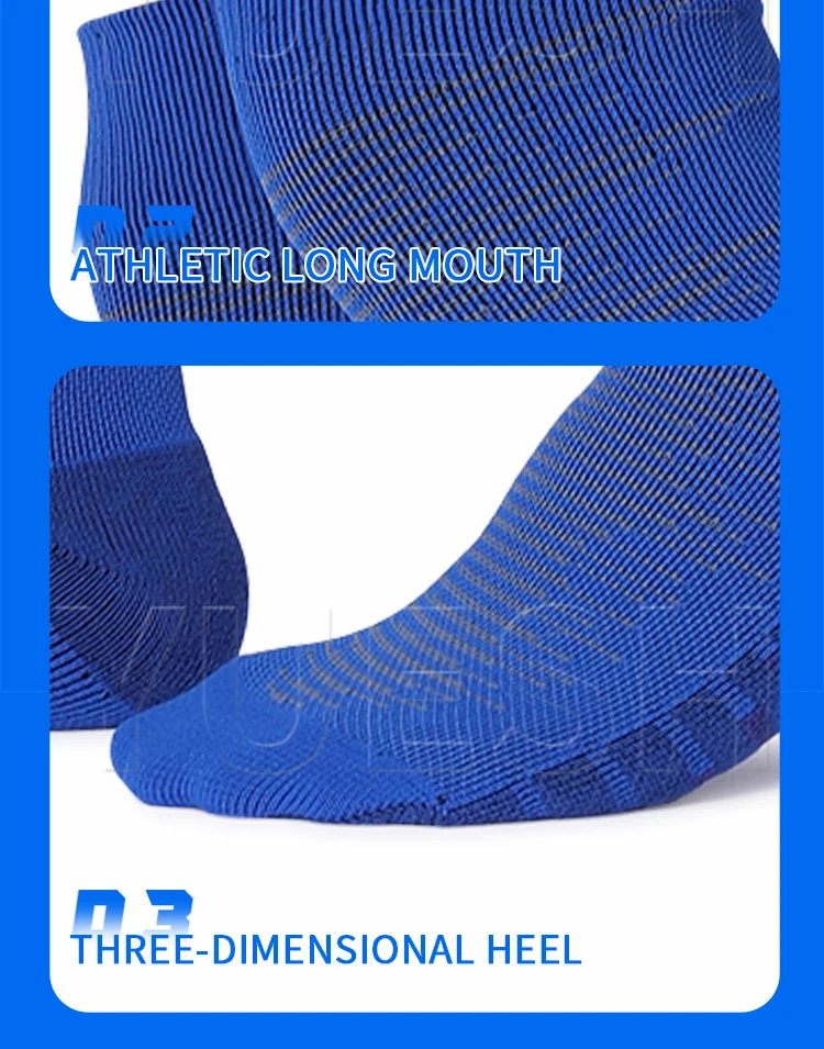 Men Sport Football Socks Plain Knee High Sport Socks full polyester striped soccer socks