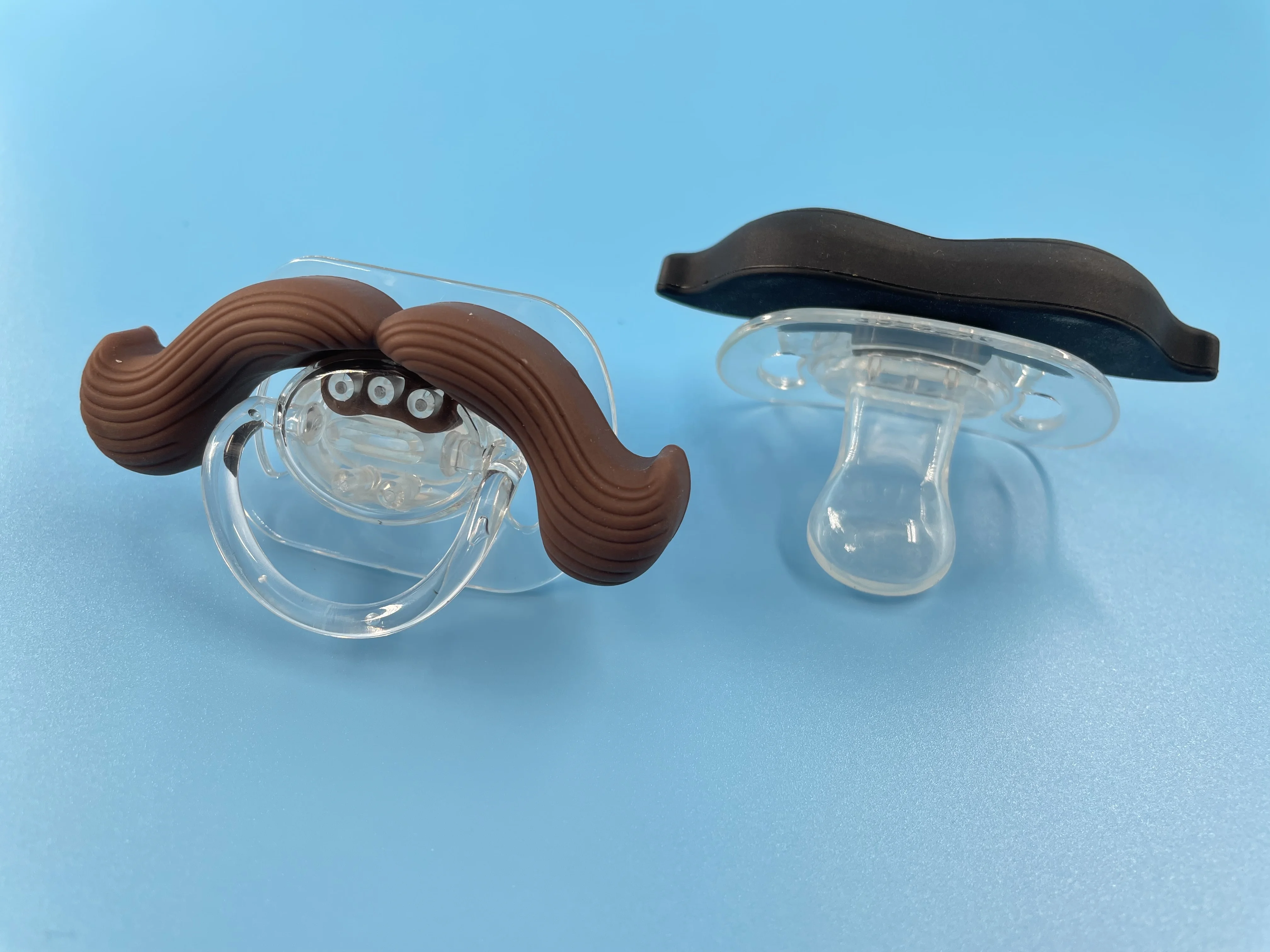 Eco- friendly handmade crochet newborn funny mustache baby pacifier feeder syringe