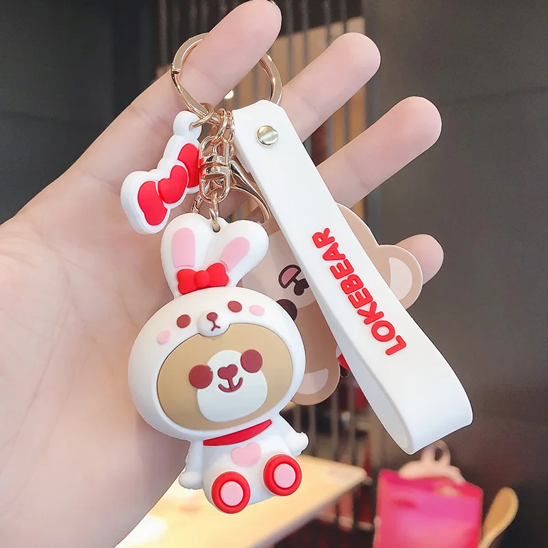 
Cute Anime Rubber 3d Cartoon Bear Keychain Ladies Decoration 