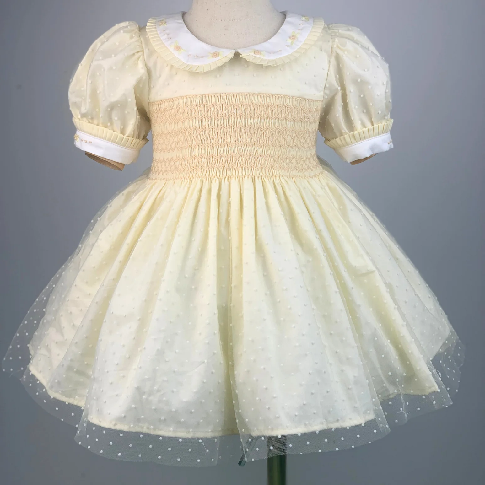 Smocked Children Clothing Hight Quality Princess Dress For Girls  0 - 12Y Smocking Dresses Elegant Customize From Manufacturer