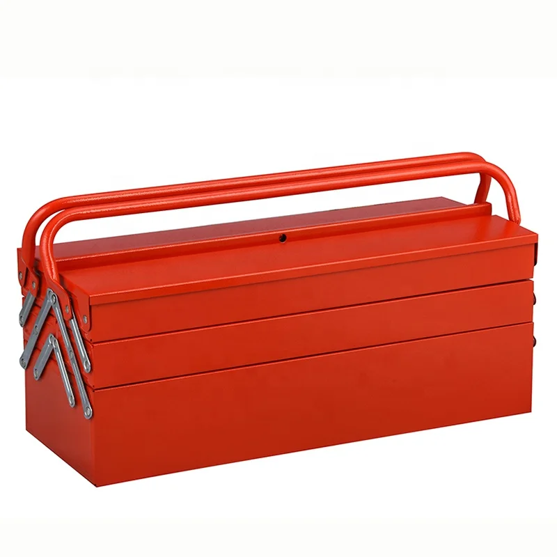 5 Tray Portable Metal Tool Box Organizer Steel  Carry Case