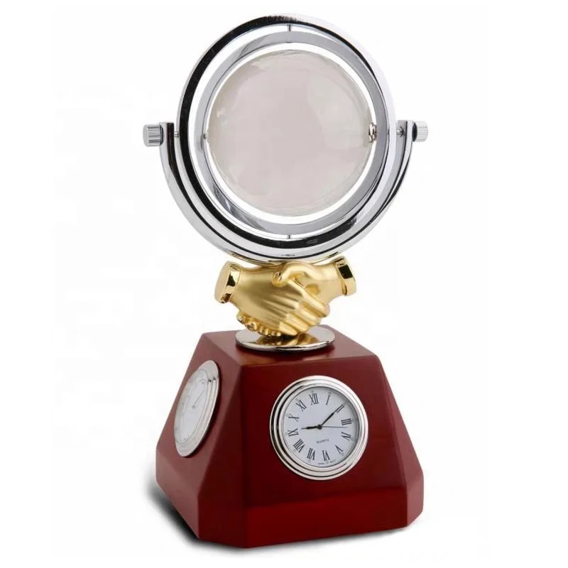 Wooden Base Luxury Crystal Decorative  Globes Designer Handmade World Globes With Clock For Office Gifting