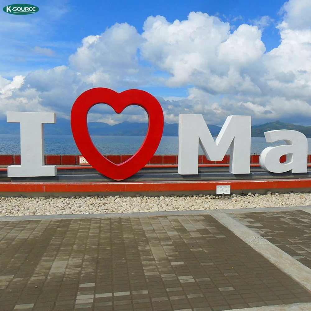 Outdoor park square large leisure art installation stainless steel love sculpture