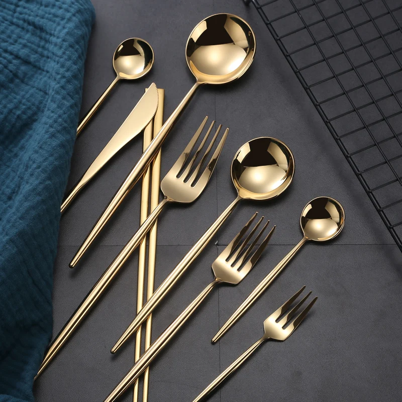 Hot sale factory direct wedding cutlery stainless steel cutlery set gold