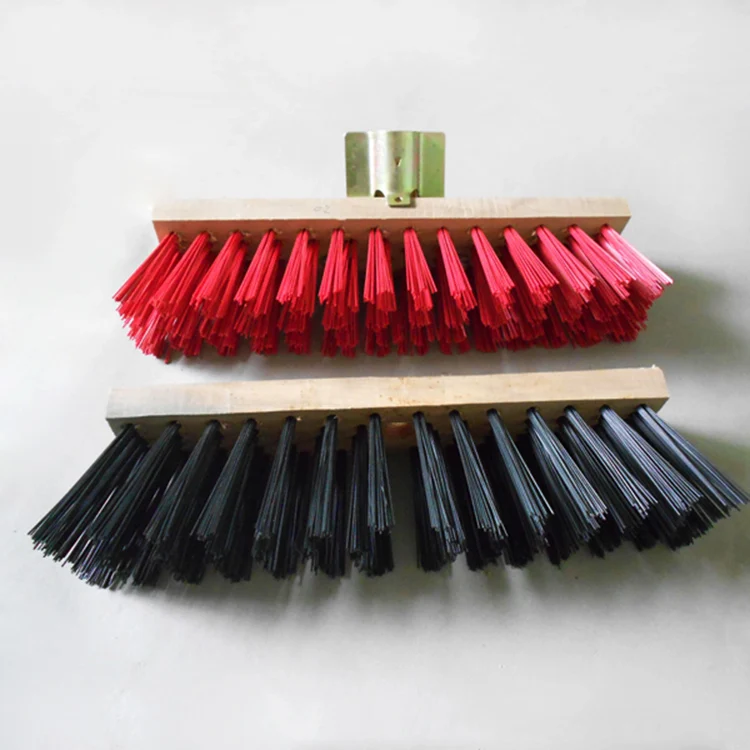 Wooden Handle Hard Plastic Bristle Outdoor Push Broom