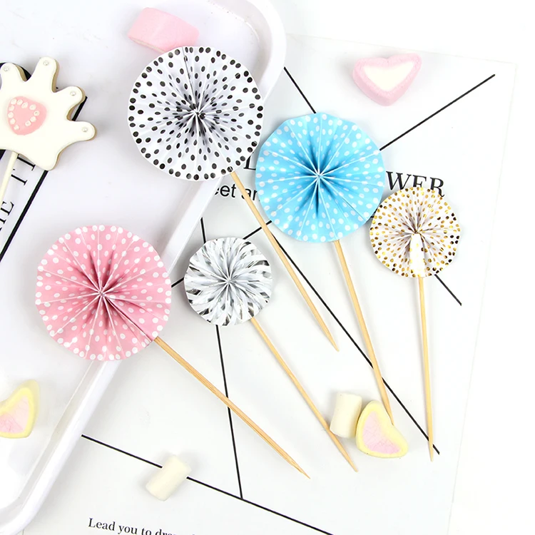 
Happy Birthday Party Maker New Origami Fan Sun Flower Cake Topper Supplies Ideas Baby Decorations 