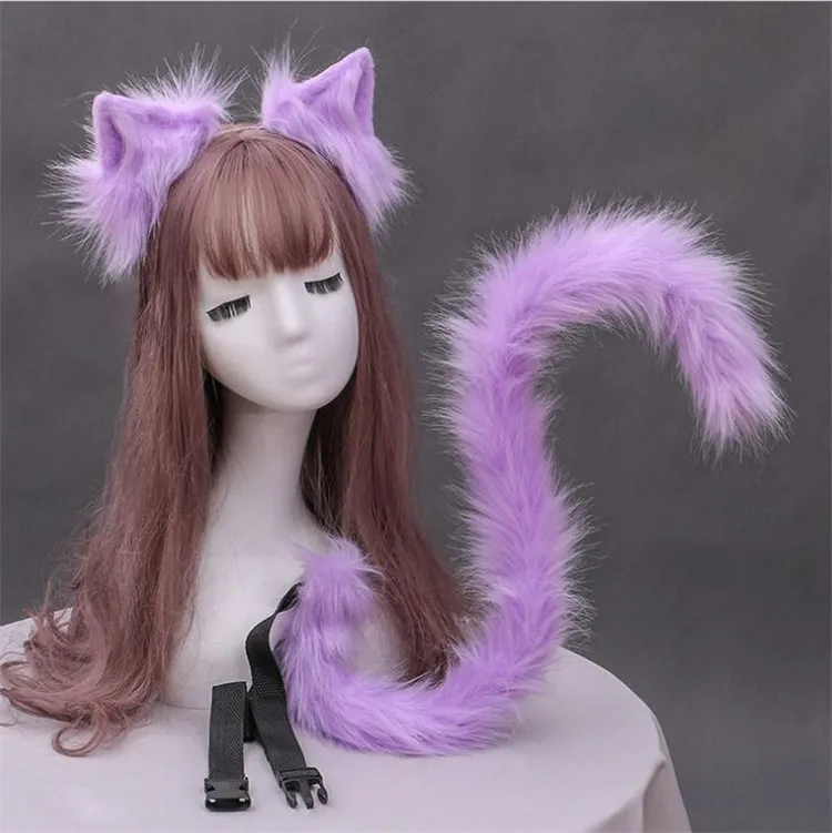 2021 New Fashion Kit Fur Cosplay Set Cat Ears and Tail Set for Party